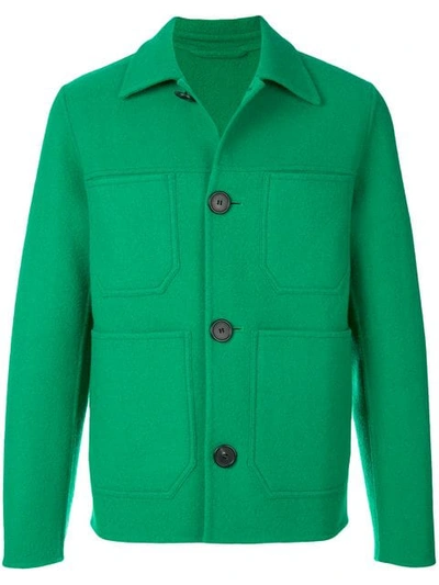 Shop Ami Alexandre Mattiussi Double Face Construction Patch Pockets Jacket In Green
