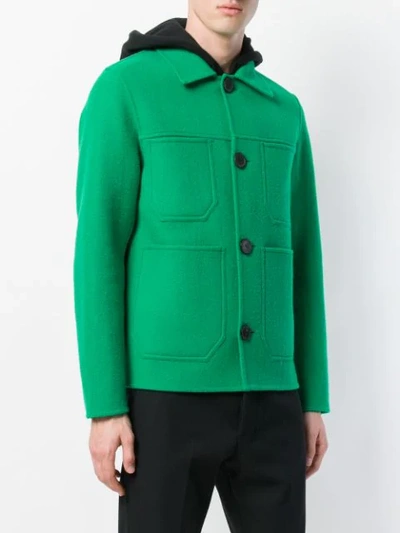 Shop Ami Alexandre Mattiussi Double Face Construction Patch Pockets Jacket In Green