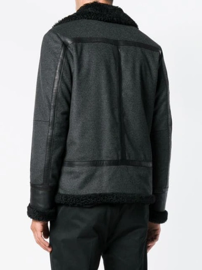 Shop Low Brand Shearling Zipped Jacket In Grey