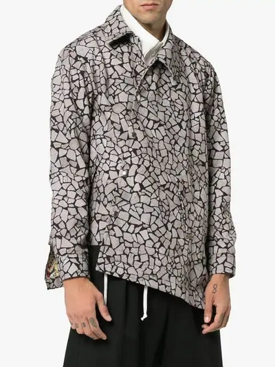 Shop Comme Des Garçons Homme Deux Asymmetric Shirt Jacket In Grey