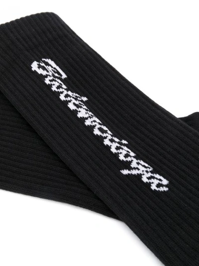 Shop Balenciaga Logo Ribbed Socks In White