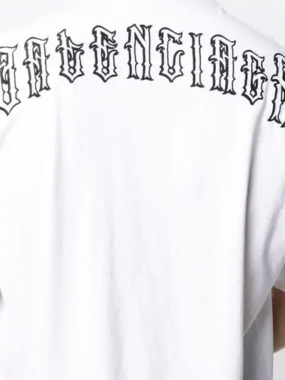 Shop Balenciaga Gothic Logo Embroidered T-shirt In White