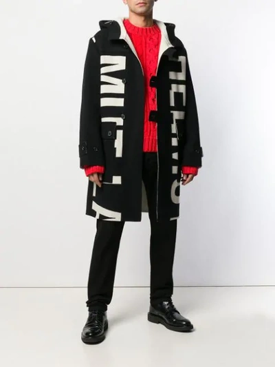 HELMUT LANG WOOL DUFFLE COAT - 黑色