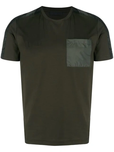 Shop Prada Contrast Pocket T-shirt In Green