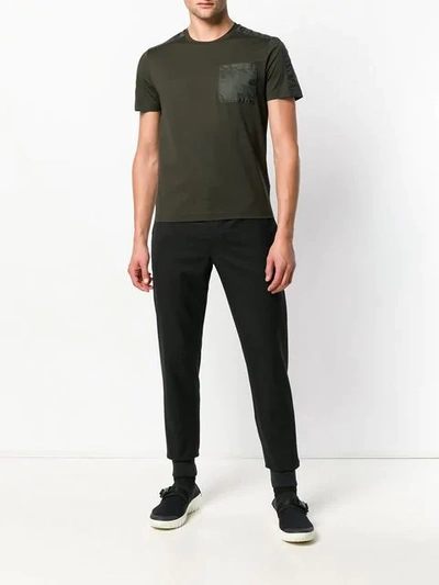 Shop Prada Contrast Pocket T-shirt In Green