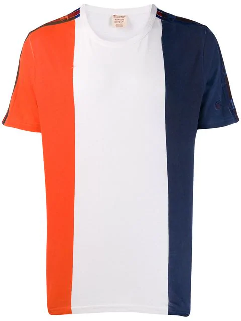 orange and blue champion shirt