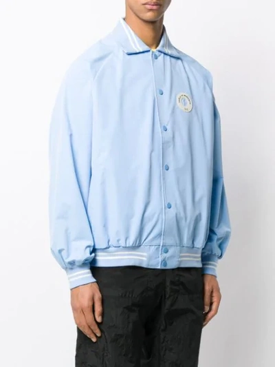 Shop Drôle De Monsieur Varsity Bomber Jacket In Blue