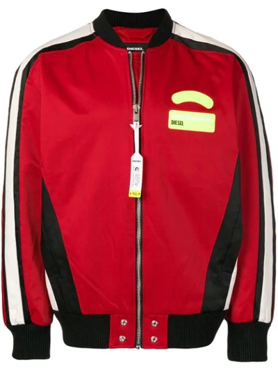 Shop Diesel J-ryuu Bomber Jacket In Red