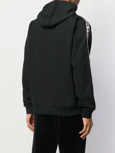 Shop Fila Logo Tape Hoodie In Black