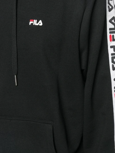 Shop Fila Logo Tape Hoodie In Black
