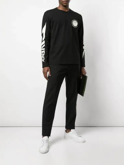 Shop Givenchy Long Sleeve Logo Top In Black
