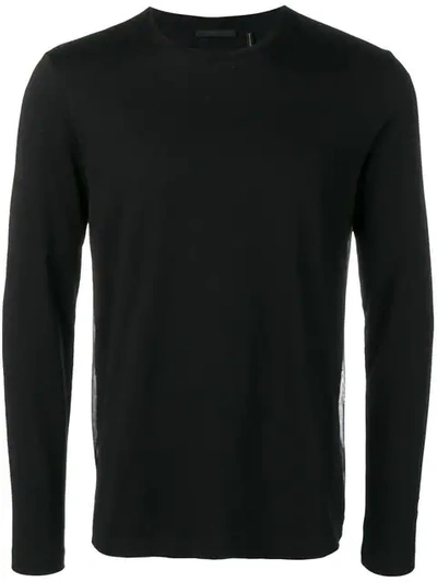 Shop Helmut Lang Overlay Logo Long Sleeve Top In Black