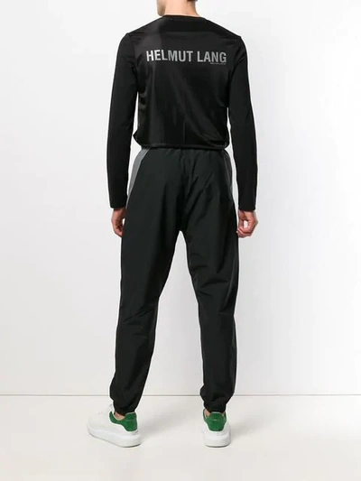 Shop Helmut Lang Overlay Logo Long Sleeve Top In Black