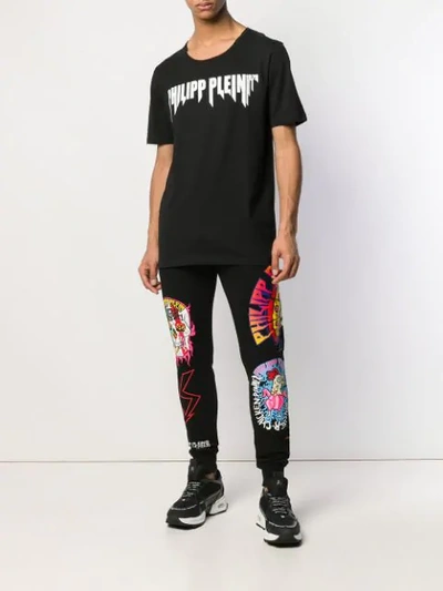 Shop Philipp Plein Drawstring Patchwork Trousers In Black