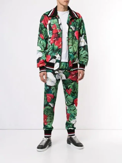 Shop Dolce & Gabbana Anthurium Print Track Pants In Multicolour