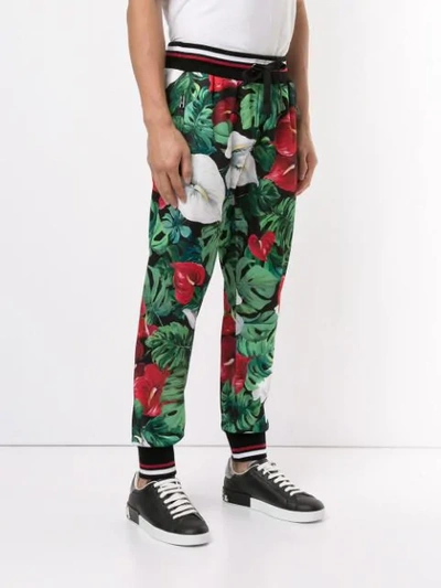 Shop Dolce & Gabbana Anthurium Print Track Pants In Multicolour