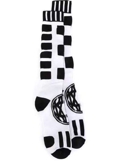 Shop Ktz Intarsia Knit Socks In White