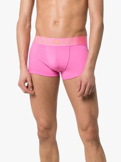 Shop Versace Greca Border Boxers - Pink