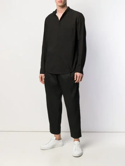 Shop Ziggy Chen Plain Cropped Trousers In Black