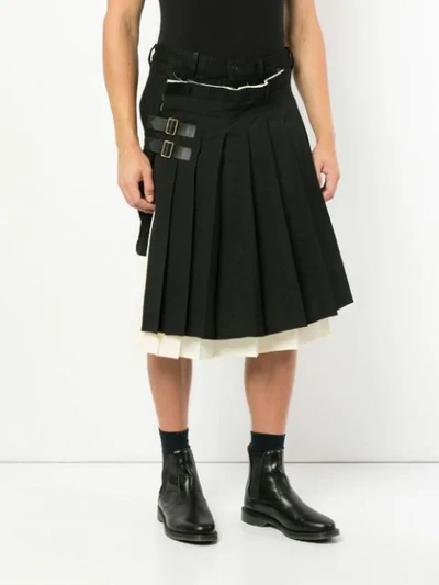 Shop Facetasm X Woolmark Kilt Wrap Shorts - Black