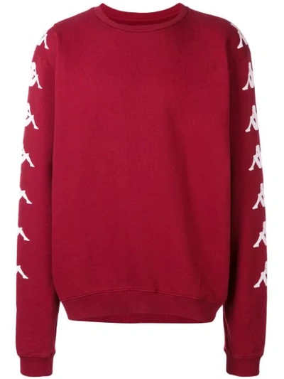 Shop Paura Danilo  X Kappa Logo Sleeve Sweatshirt - Red