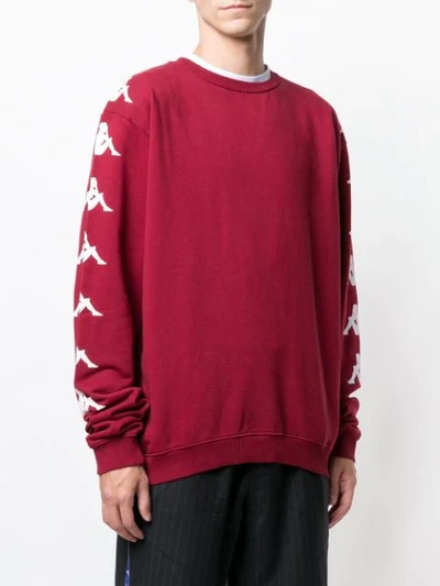Shop Paura Danilo  X Kappa Logo Sleeve Sweatshirt - Red