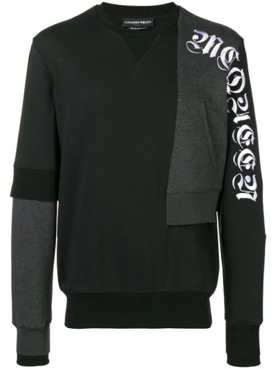 Shop Alexander Mcqueen Patchwork Logo Sweatshirt - Black