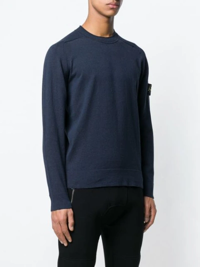 Shop Stone Island Logo Patch Sweater In Blue