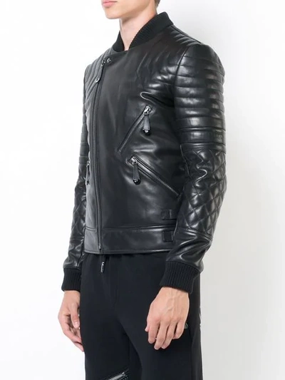 Shop Philipp Plein Crystal Skull Biker Jacket In Black