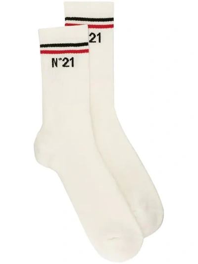 Nº21 LOGO PRINT SOCKS - 白色