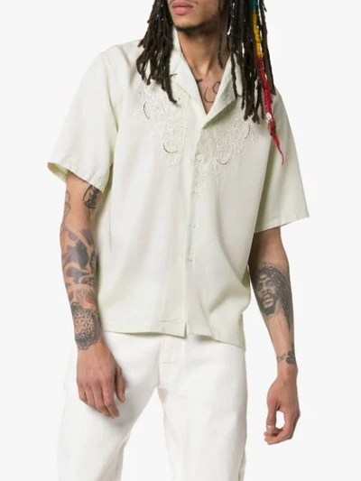 Shop Our Legacy Embroidered Short Sleeve Shirt In Neutrals