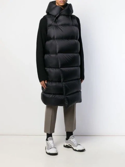 Shop Rick Owens Puffer-style Long-line Gilet In Black