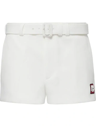 Shop Prada Short Logo Shorts In White