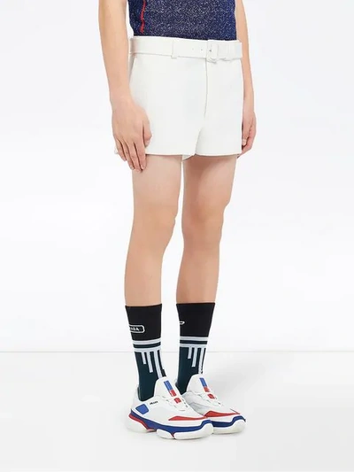 Shop Prada Short Logo Shorts In White