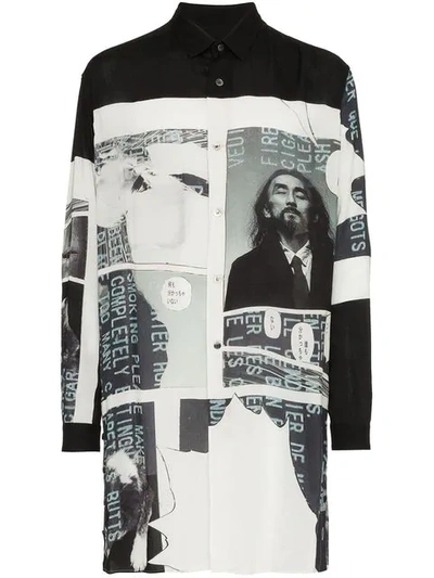 Shop Yohji Yamamoto Longline Yohji Printed Shirt In 03 Black Beige