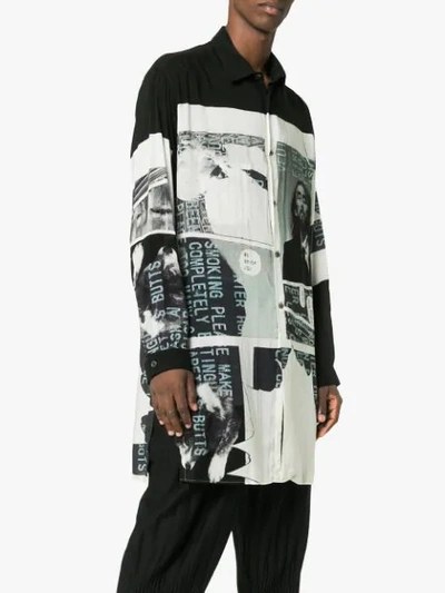 Shop Yohji Yamamoto Longline Yohji Printed Shirt In 03 Black Beige