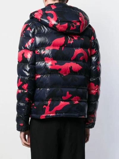 Shop Valentino Camouflage Printed Padded Jacket In Blue