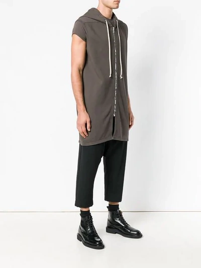 Shop Rick Owens Drkshdw Long Sleeveless Hoodie In Grey