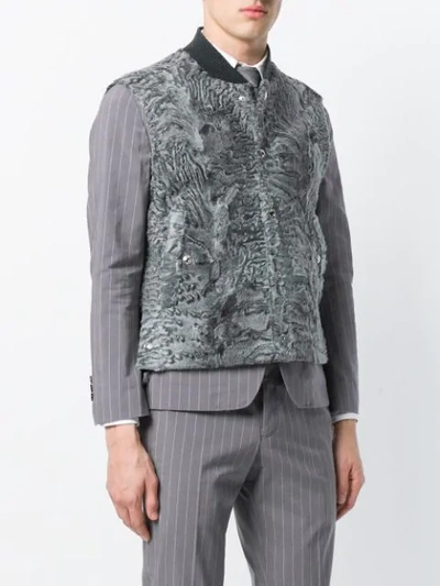 Shop Thom Browne Dyed Karakul Fur Vest In Grey