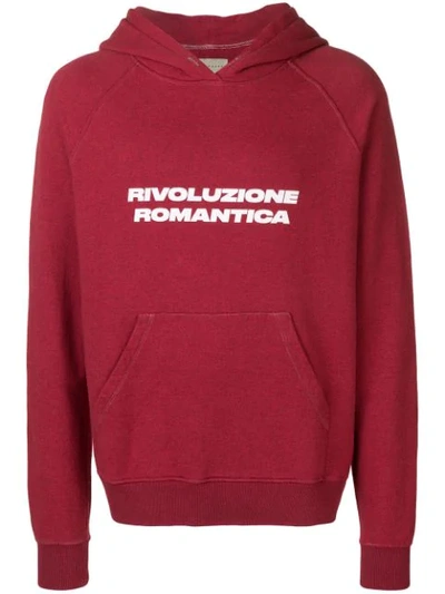 Shop Paura 'revolucione Romantica' Printed Hoodie In Red