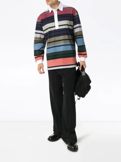 Shop Jw Anderson Striped Rugby Polo Shirt In Multicolour