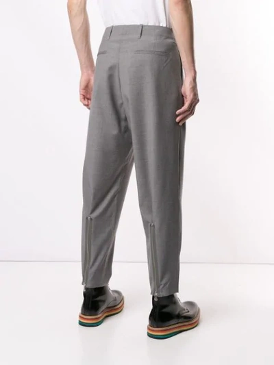 Shop Oamc Cropped Trousers In Grey