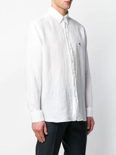 Shop Etro Embroidered Logo Shirt In White