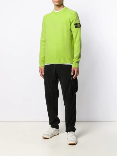 STONE ISLAND LOGO SLIM-FIT SWEATER - 绿色