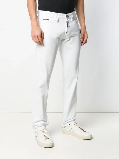 Shop Philipp Plein Classic Straight-leg Jeans In White