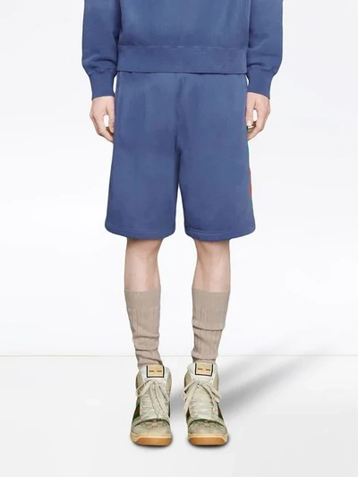 Shop Gucci Shorts With Interlocking G Print In Blue