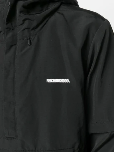 Shop Neighborhood Hooded Half-zip Jacket In Black