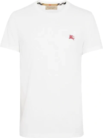 Shop Burberry Embroidered Logo T In A1464 White