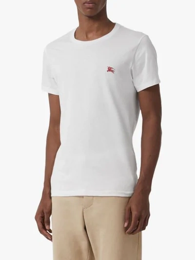 Shop Burberry Embroidered Logo T In A1464 White