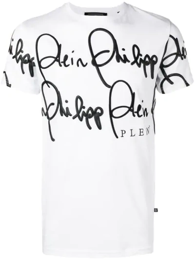 Shop Philipp Plein Logo Embroidered T-shirt - White